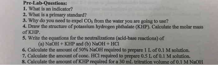 Solved Pre-Lab-Questions: 1. What is an indicator? 2. What | Chegg.com