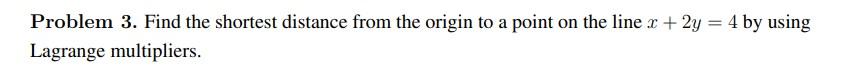 Solved Problem 3. Find the shortest distance from the origin | Chegg.com