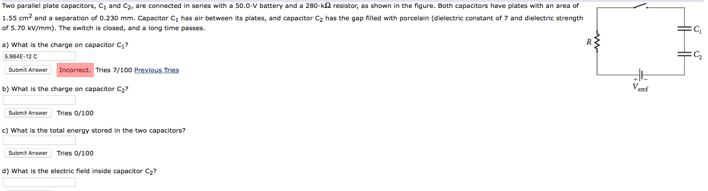 Solved Two parallel plate capacitors, C1 and C2, are | Chegg.com