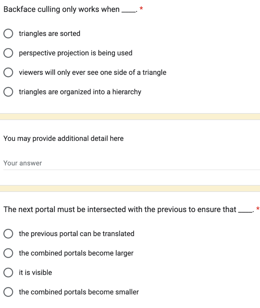 Solved Backface culling only works when. triangles are | Chegg.com