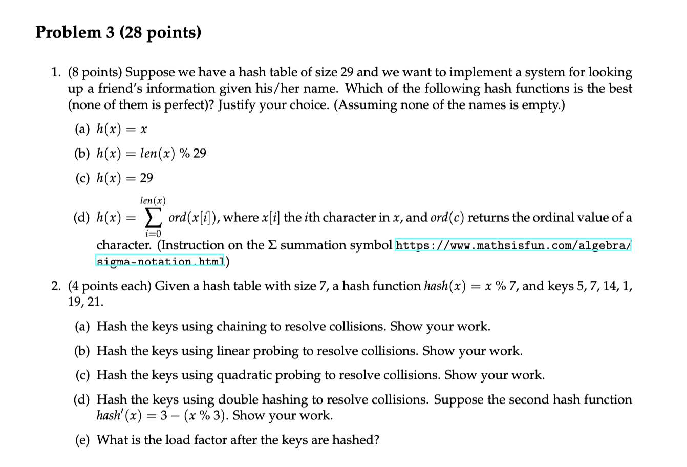 Solved Problem 3 (28 Points) I=0 1. (8 Points) Suppose We | Chegg.com