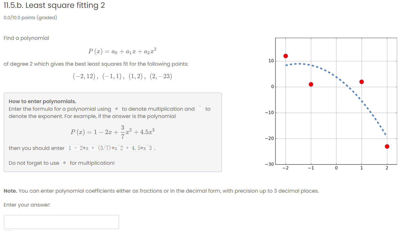 Solved 11.5.a. Least Square Fitting 1 0.0/10.0 Points | Chegg.com