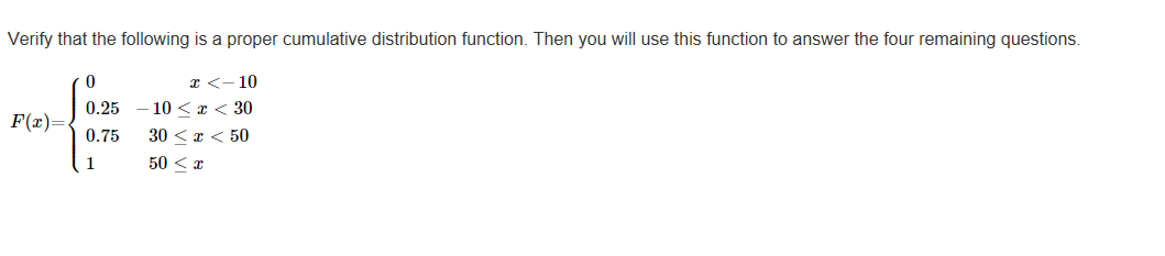 Solved Verify that the following is a proper cumulative | Chegg.com