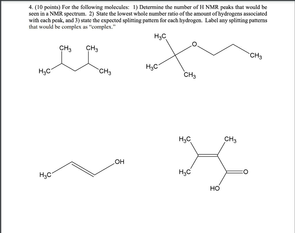 Solved 4. (10 points) For the following molecules: 1) | Chegg.com