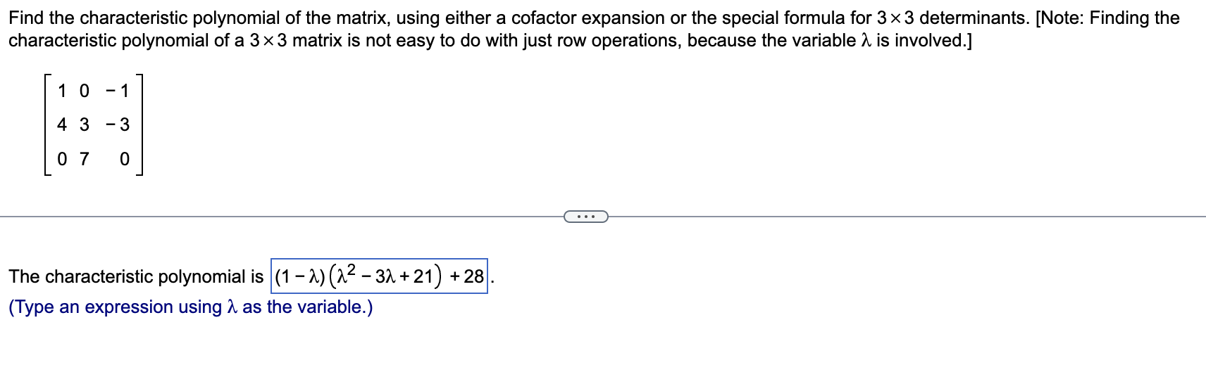 Solved Find The Characteristic Polynomial Of The Matrix, | Chegg.com