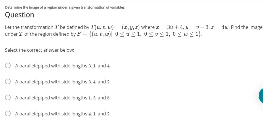 Solved Determine the image of a region under a given | Chegg.com