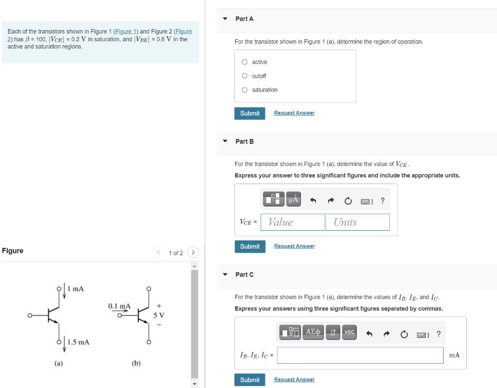 Solved Part A Each of the transistors shown in Figure 1 | Chegg.com