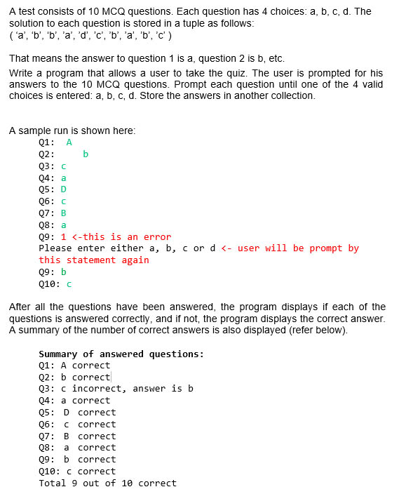 python programming assignment questions