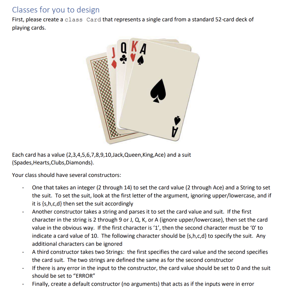 Solved Classes for you to design First, please create a | Chegg.com