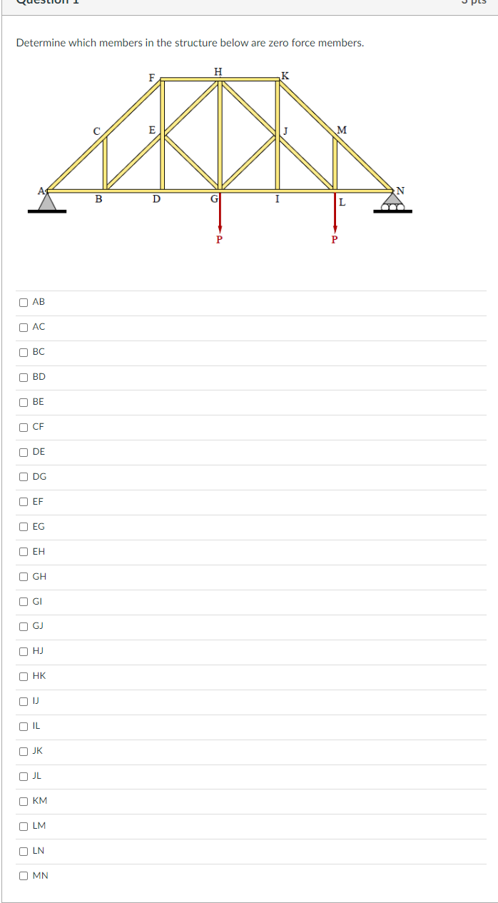 Solved Determine which members in the structure below are | Chegg.com