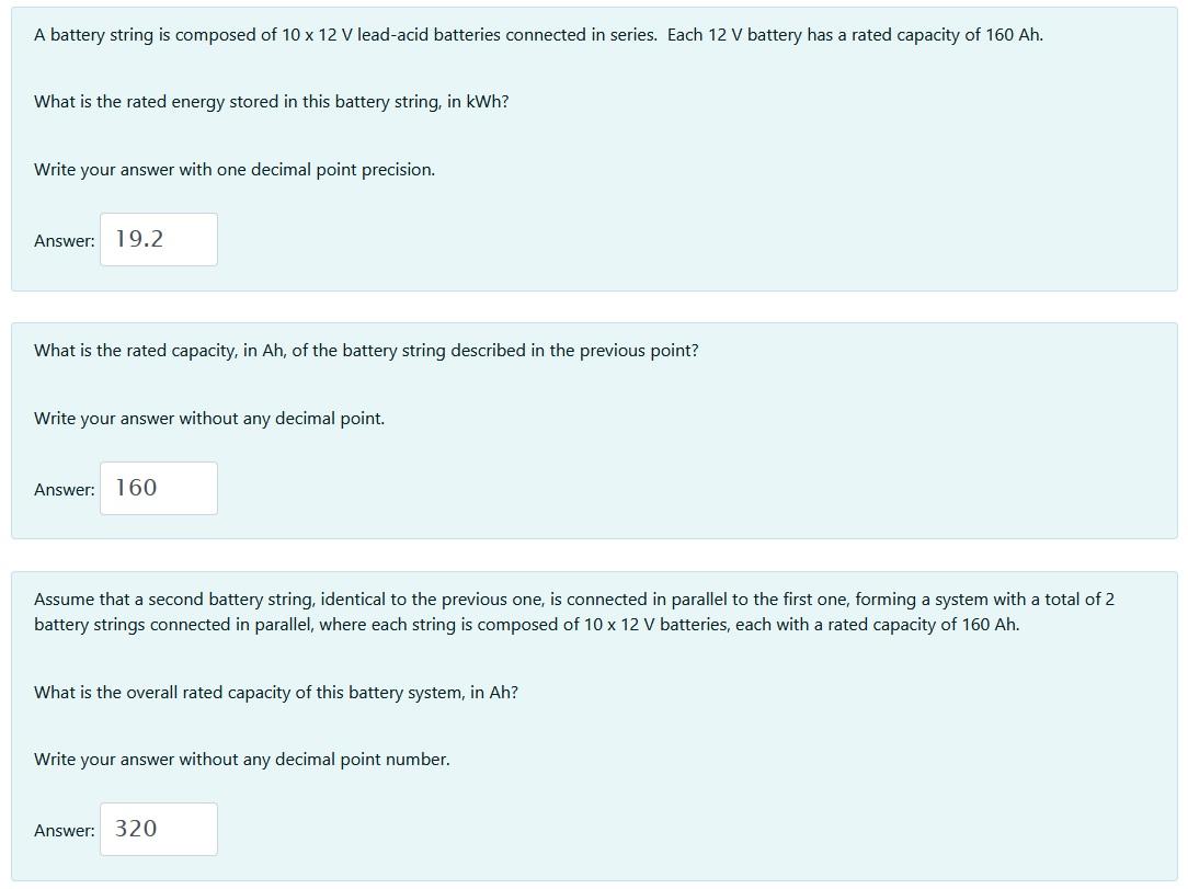 Solved A battery string is composed of 10 x 12 V leadacid