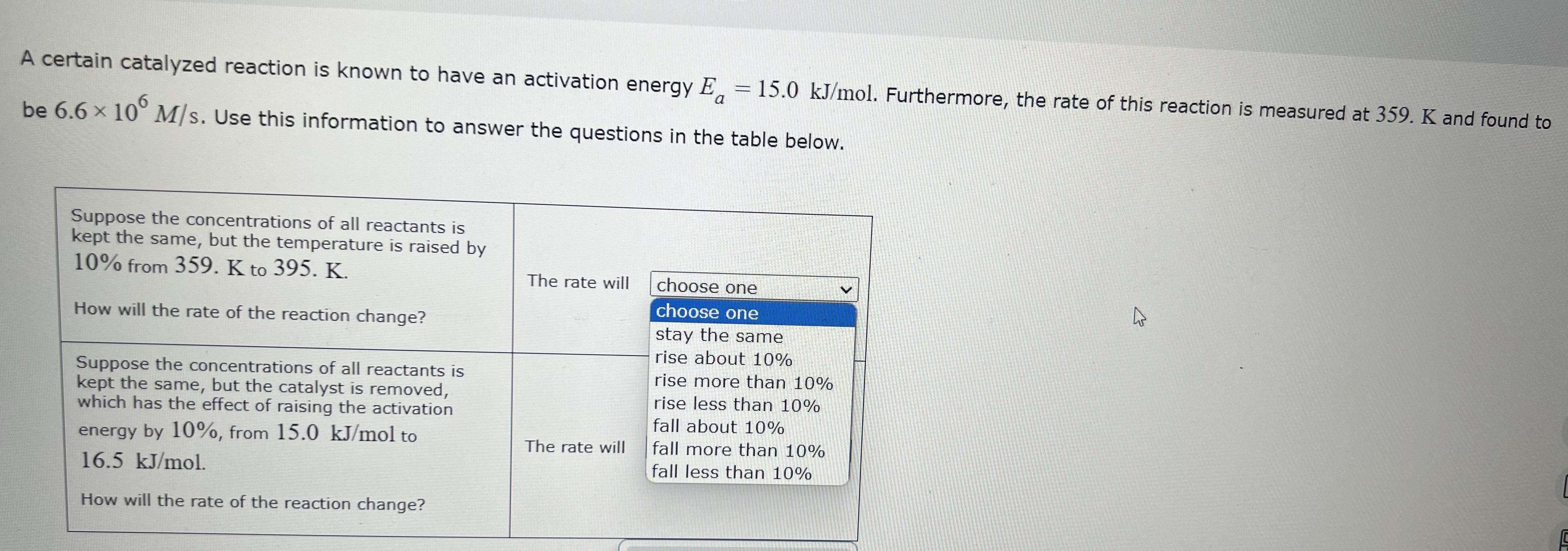 Solved A certain catalyzed reaction is known to have an | Chegg.com