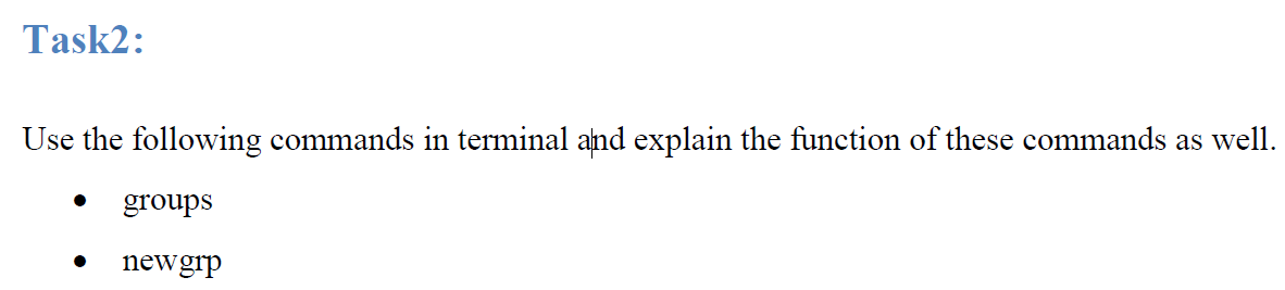 Solved Task2: Use the following commands in terminal and | Chegg.com