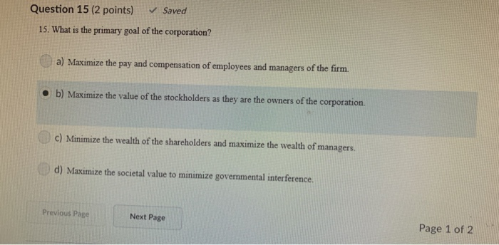 Solved Question 15 (2 points) Saved 15. What is the primary | Chegg.com