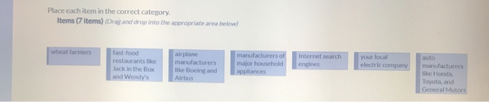 Solved Place each item in the correct category Items (7 | Chegg.com