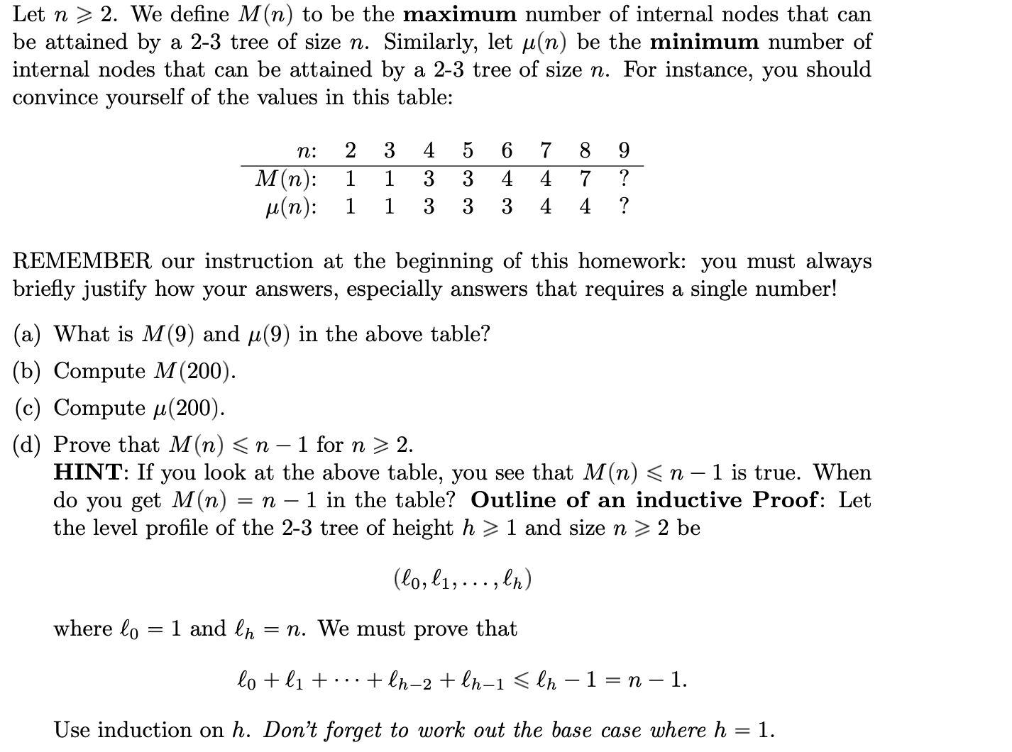 Solved Let N⩾2. We Define M(n) To Be The Maximum Number Of | Chegg.com