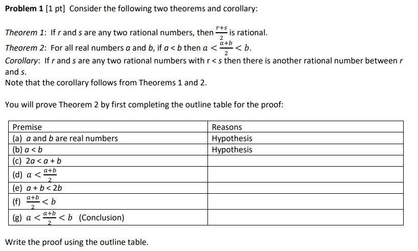 Solved Problem 1 [1 Pt] Consider The Following Two Theorems | Chegg.com