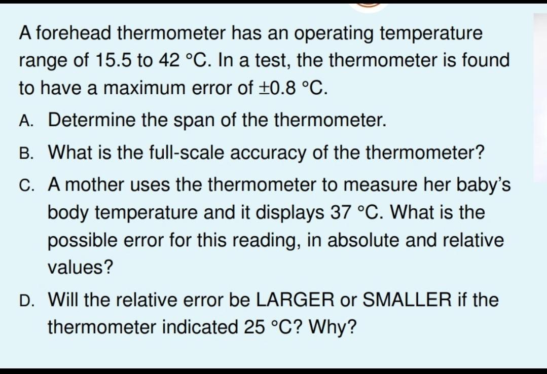 Solved A forehead thermometer has an operating temperature