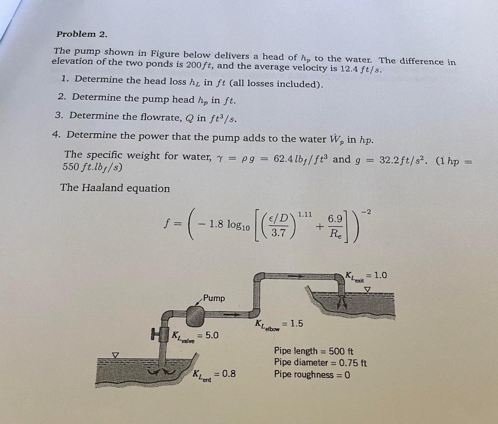 Solved Problem 2. The pump shown in Figure below delivers a | Chegg.com