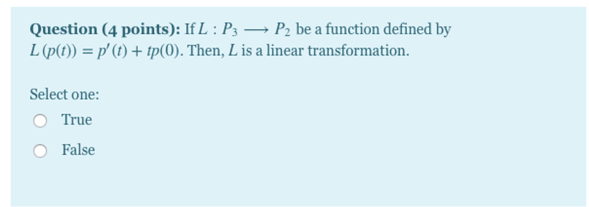 Solved SUBJECT : LINEAR ALGEBRA TRUE OR FALSE : - ONLY I | Chegg.com