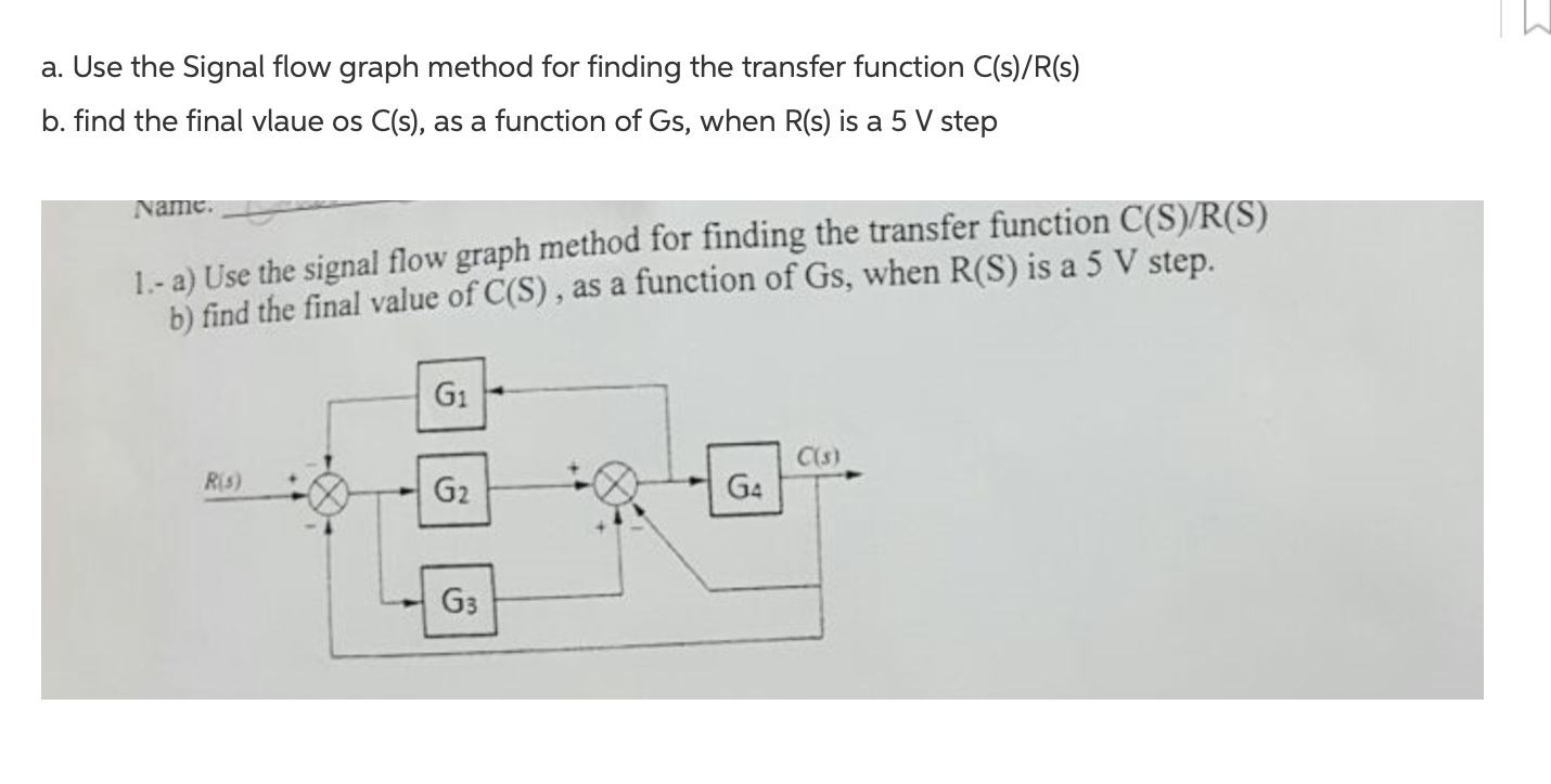 Solved A Use The Signal Flow Graph Method For Finding Th Chegg Com