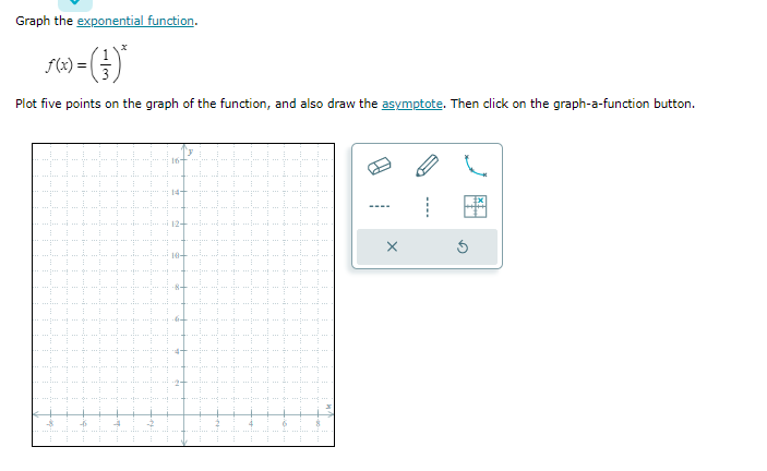 Solved Graph the exponential function. f(x)=(31)x Plot five | Chegg.com