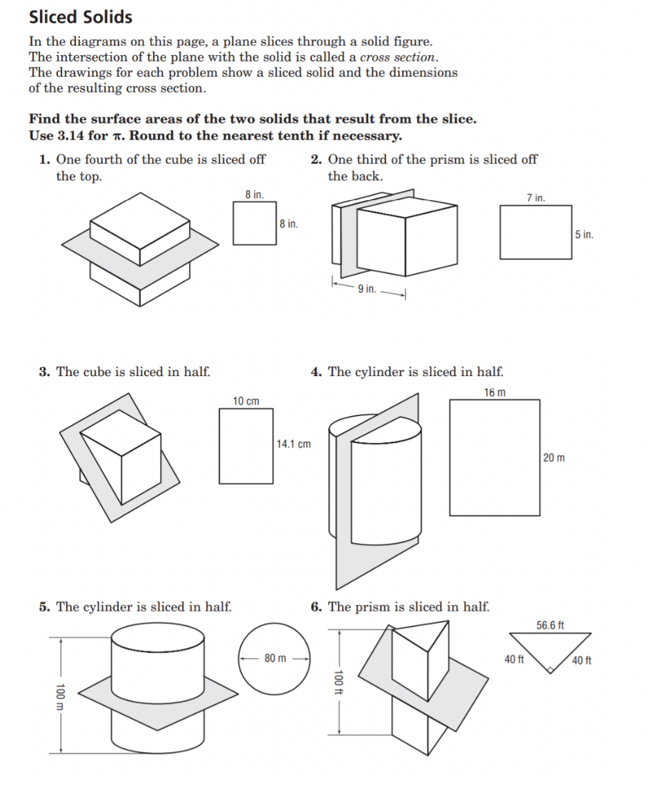 Solved Sliced Solids In the diagrams on this page, a plane | Chegg.com