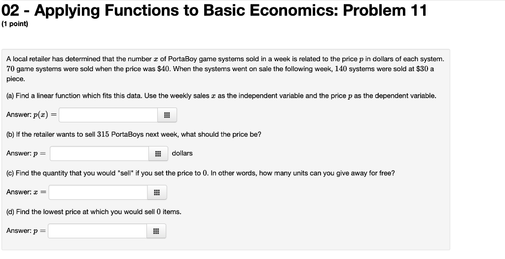 Solved 02 - Applying Functions To Basic Economics: Problem | Chegg.com