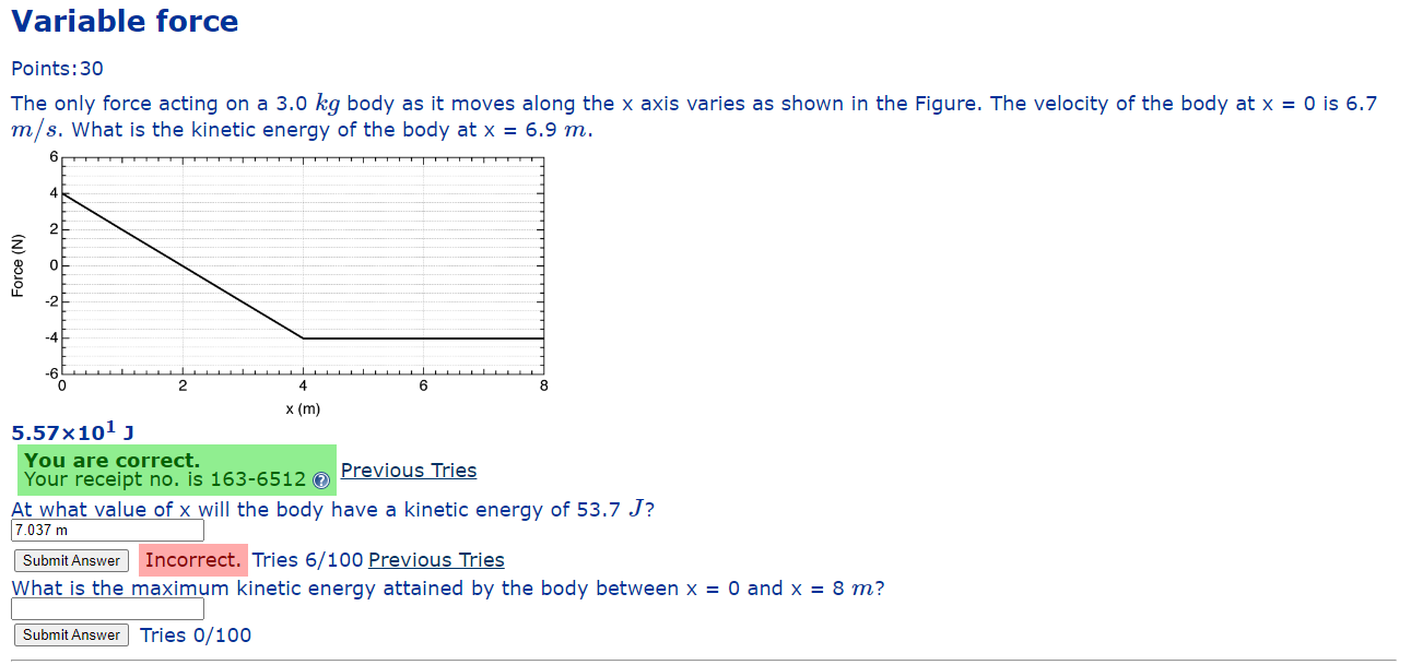 Solved The only force acting on a 3.0 kg body as it moves | Chegg.com