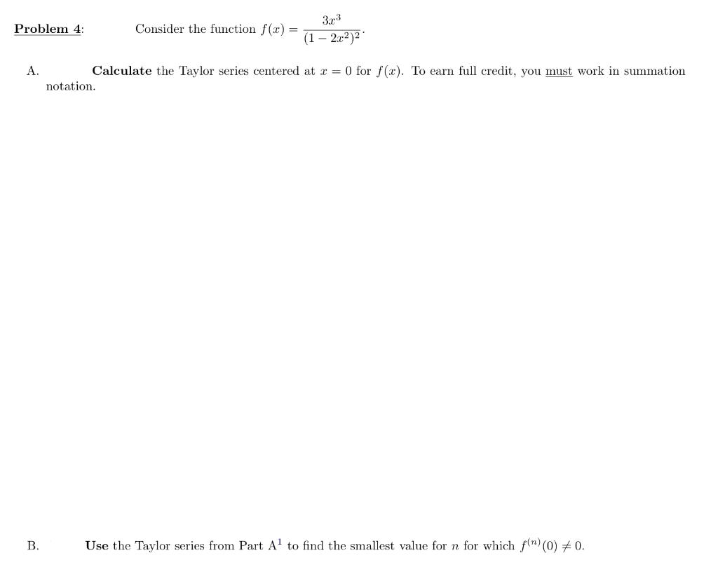 Solved Problem 4: Consider the function f(x)=(1−2x2)23x3. | Chegg.com