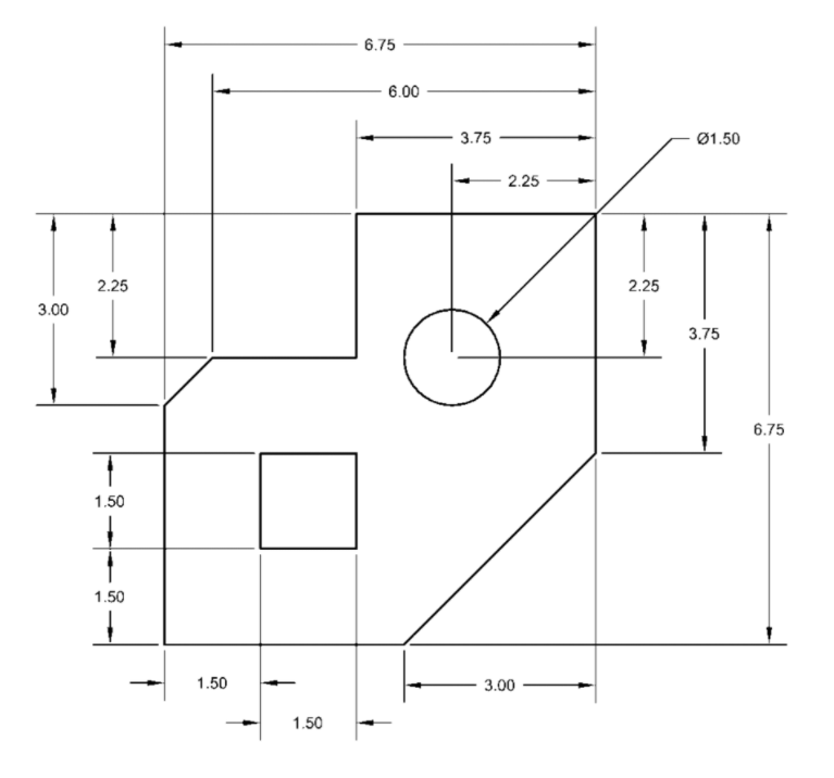 Solved Draw the object shown below in AutoCAD. Start at any | Chegg.com