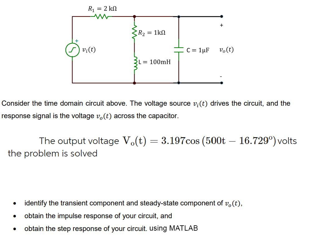 Solved Consider the time domain circuit above. The voltage | Chegg.com