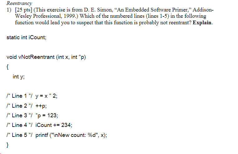 Solved Reentrancy 1) [25pts] (This exercise is from D. E. | Chegg.com