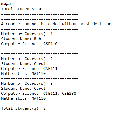 Solved Question : Write the student class with the required | Chegg.com