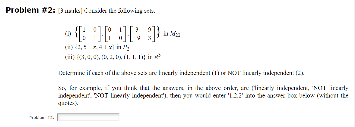 Solved Problem #2: [3 marks] Consider the following sets. | Chegg.com