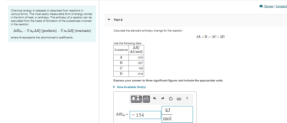 Solved II Review Constant Chemical energy is released or | Chegg.com