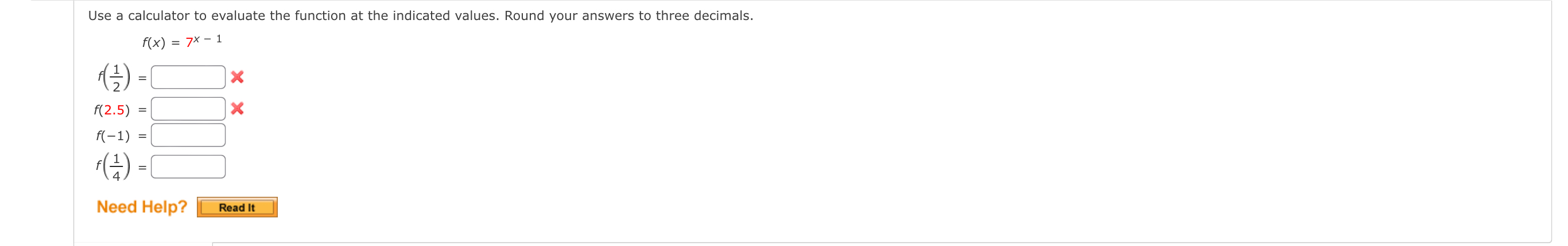 Solved Use a calculator to evaluate the function at the | Chegg.com