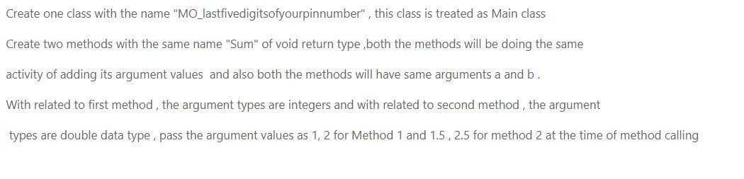 Solved Create one class with the name | Chegg.com