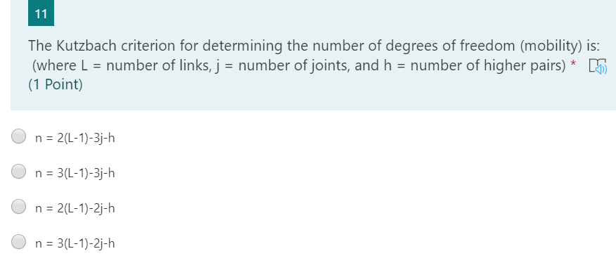 Solved 11 The Kutzbach Criterion For Determining The Number | Chegg.com