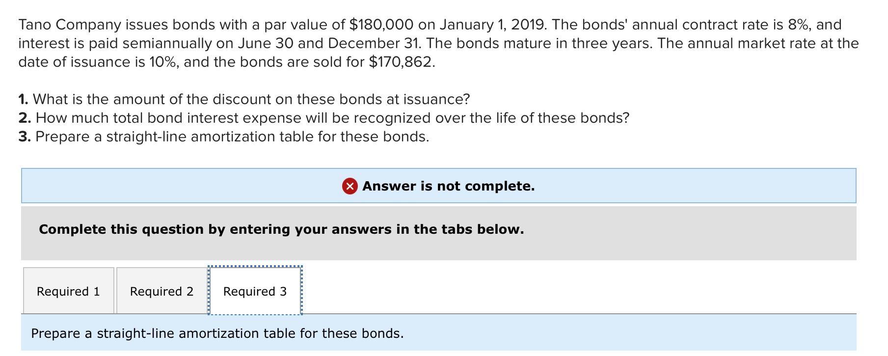 Solved Tano Company issues bonds with a par value of | Chegg.com