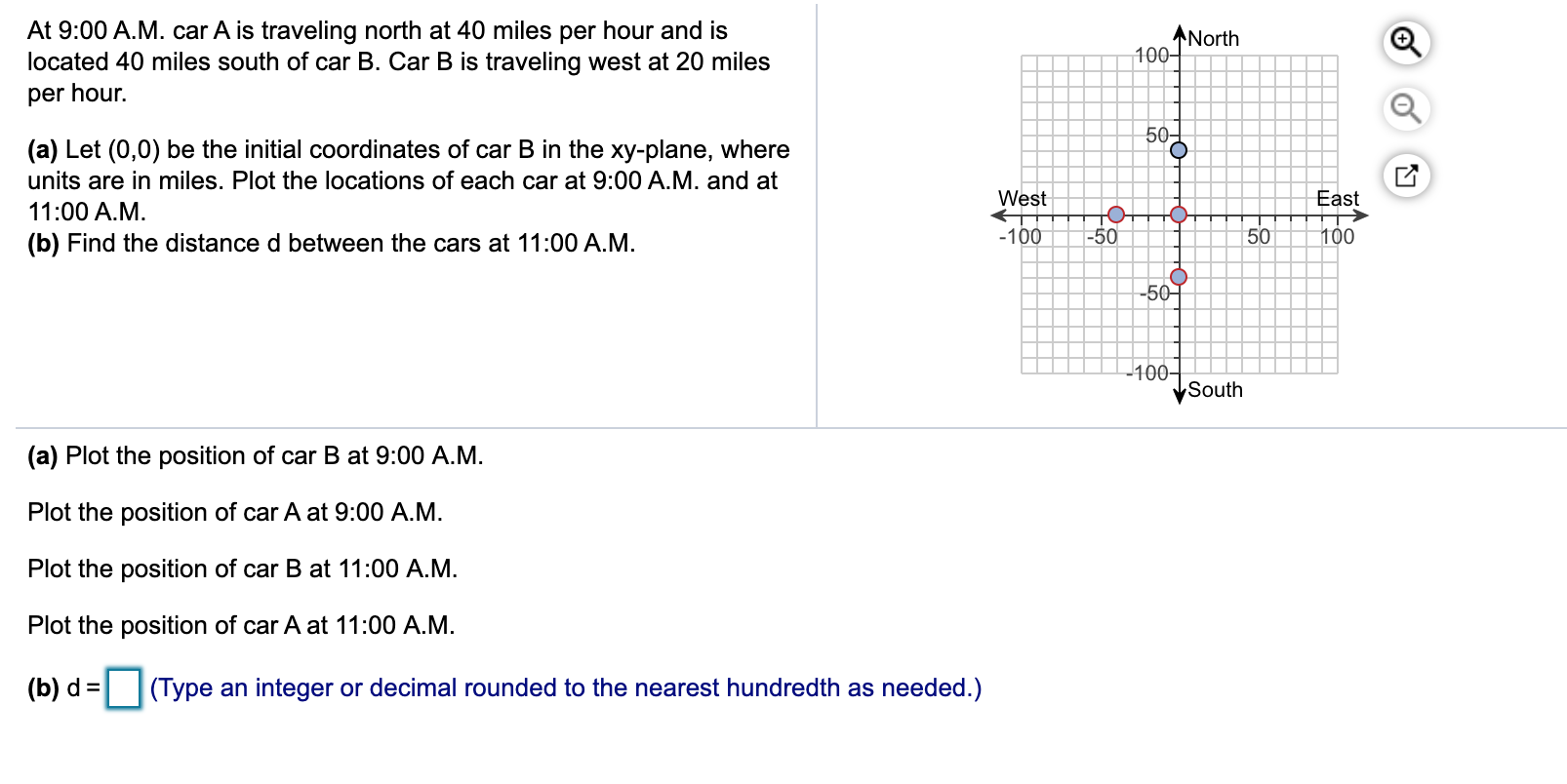 Solved At 9 00 A.M. car A is traveling north at 40 miles per