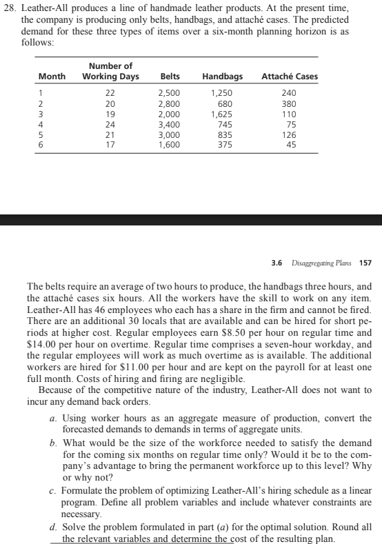 Solved 28. LeatherAll produces a line of handmade leather
