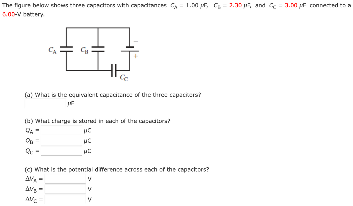 Solved The Figure Below Shows Three Capacitors With | Chegg.com