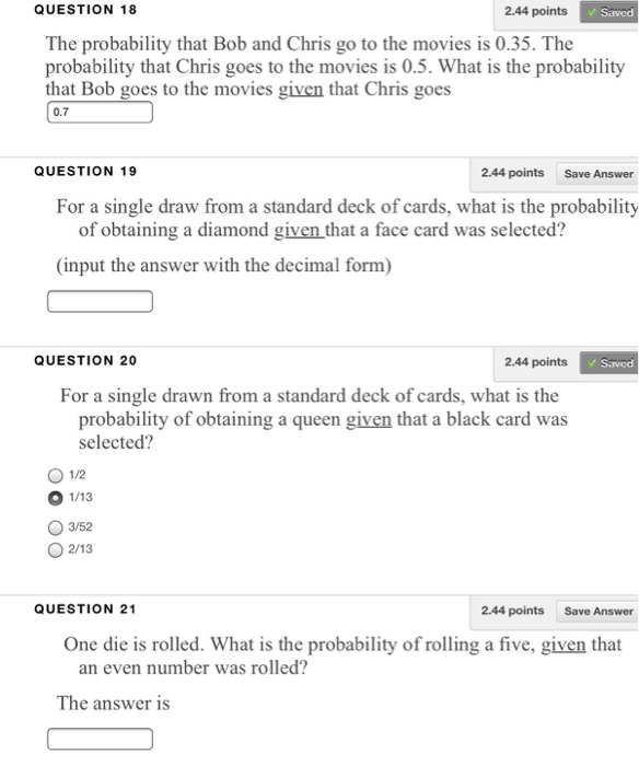 Solved QUESTION 18 2.44 points Saved The probability that | Chegg.com