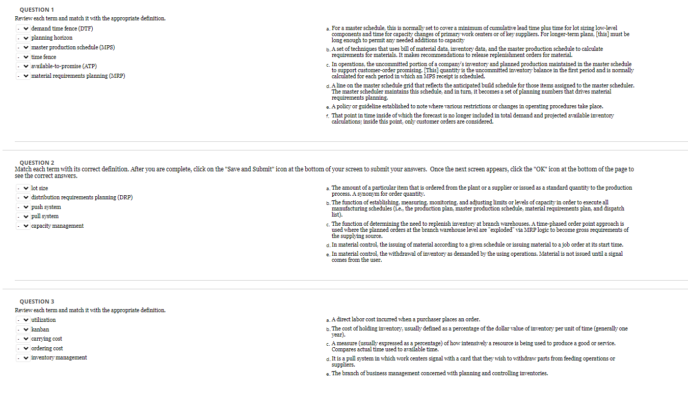 Solved QUESTION 1 Review each term and match it with the | Chegg.com