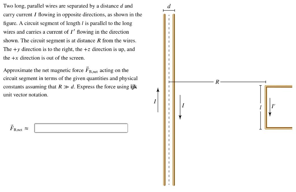 Solved Two long parallel wires carry currents of 2.11 A and | Chegg.com