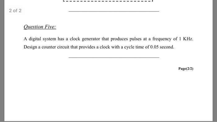 Solved A digital system has a clock generator that produces | Chegg.com