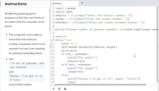Solved Instructions Modify the guessing-game program so that | Chegg.com