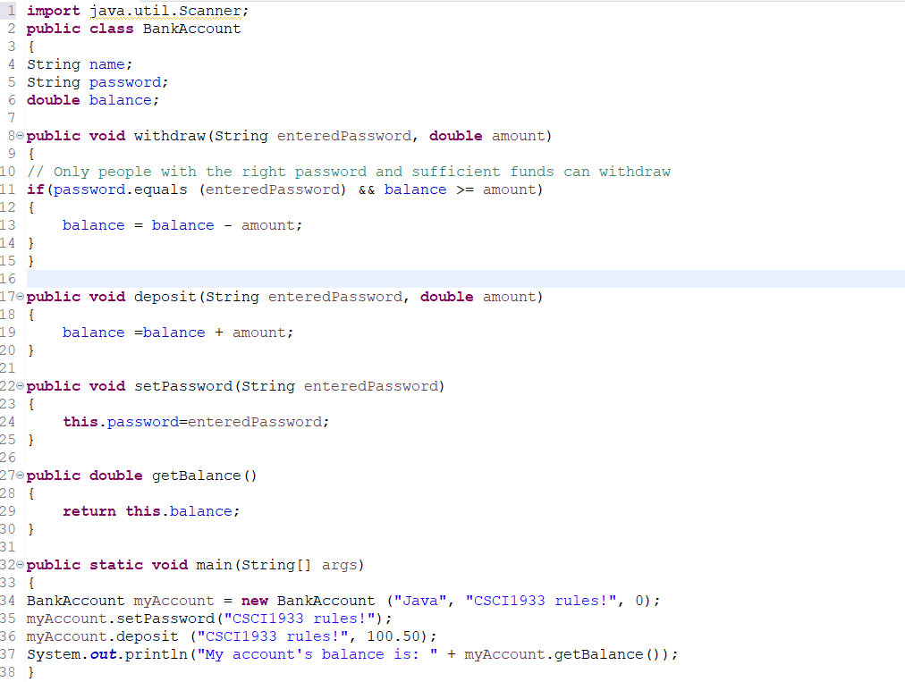 Solved public BankAccount (String initName, String initPass, | Chegg.com