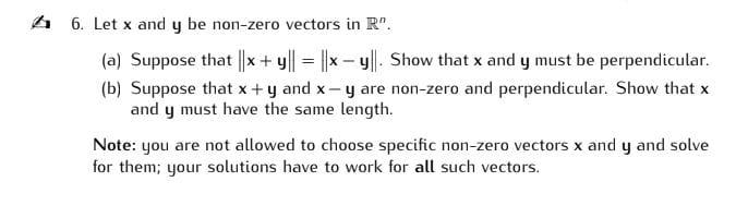 Solved 6. Let x and y be non-zero vectors in R". (a) Suppose | Chegg.com